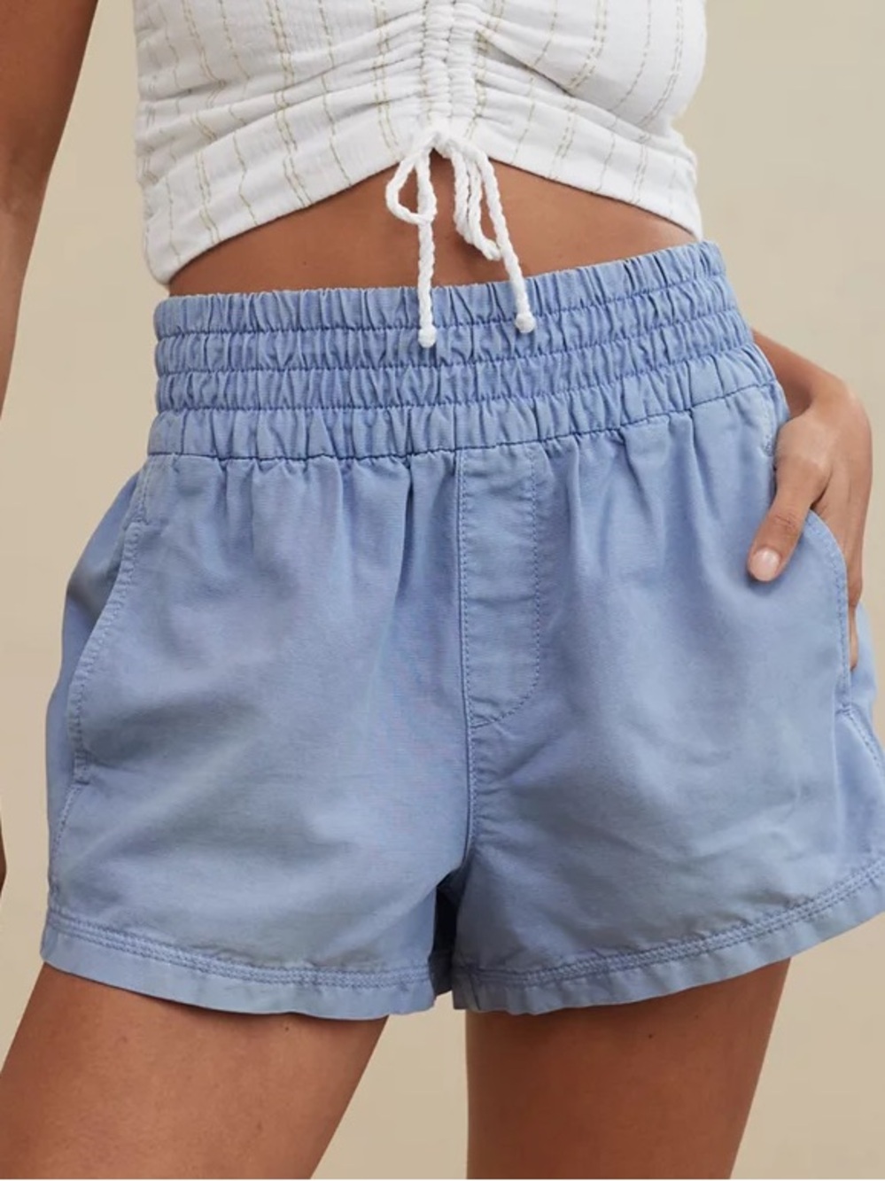 Aerie Babewatch High Waisted Pull On Short Monaco Blue